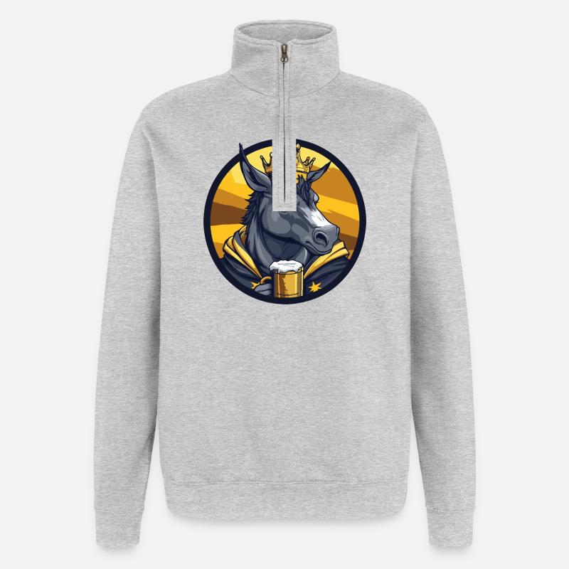 Esel Bier Lustig - Quarter-Zip-Sweatshirt - Grau meliert