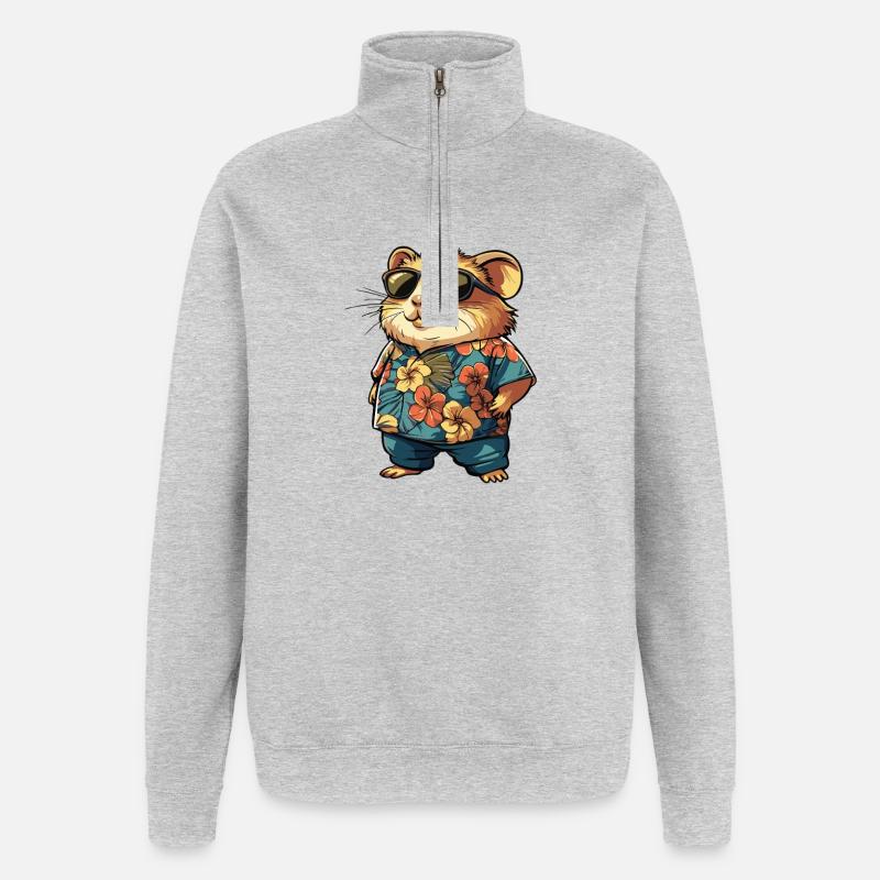 Hamster Comic Vacation - Quarter-Zip Sweatshirt - heather grey