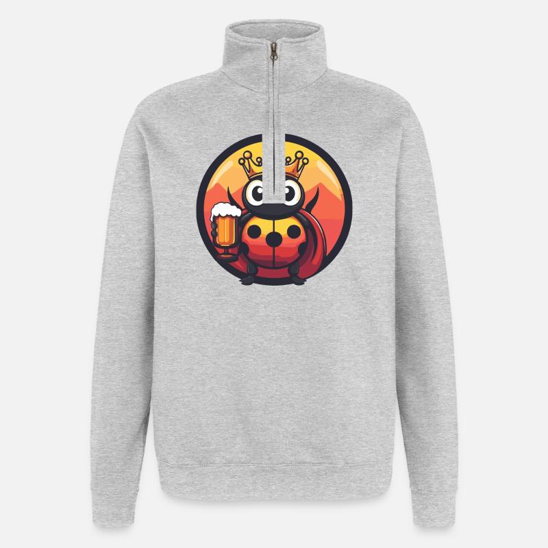 Ladybug Beer Funny - Quarter-Zip Sweatshirt - heather grey