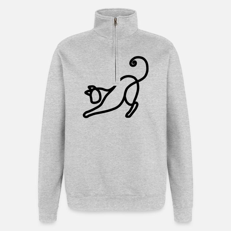 Minimalistische Katze - Quarter-Zip-Sweatshirt - Grau meliert