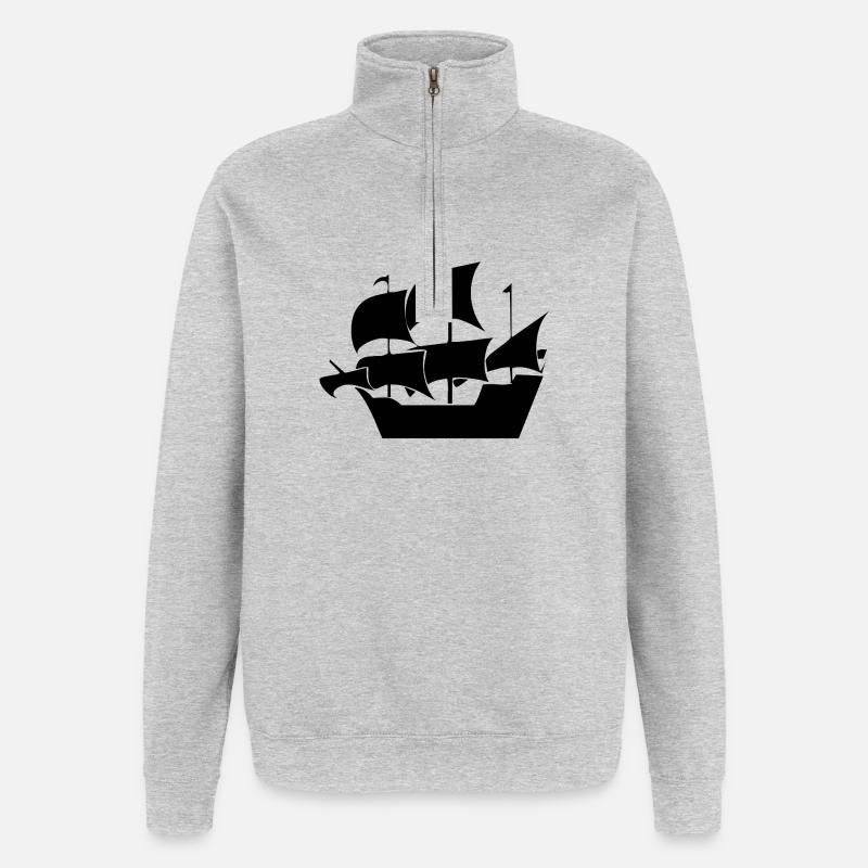 Voile - Sweat à zip 1/4 - gris chiné