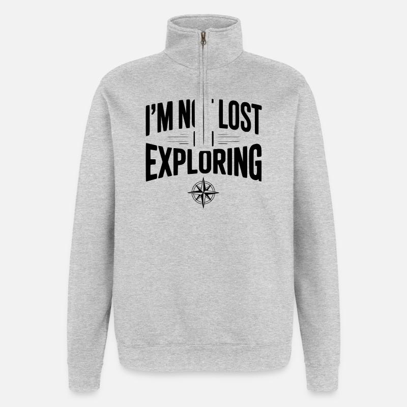 I'm Not Lost I'm Exploring - Quarter-Zip Sweatshirt - heather grey