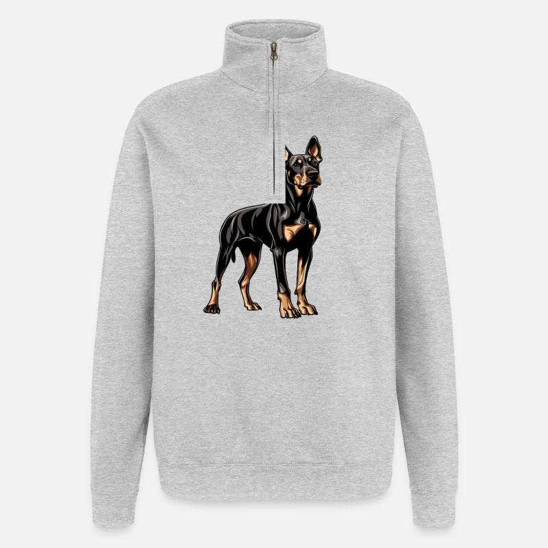 Doberman - Sweat à zip 1/4 - gris chiné