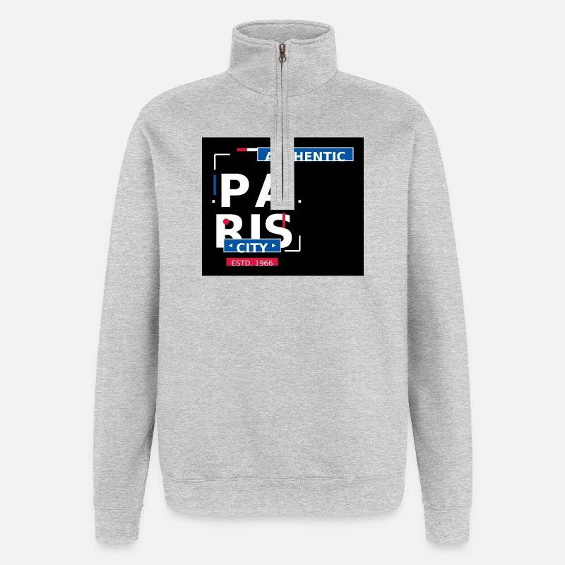 Authentische Stadt Paris 1966 - Quarter-Zip-Sweatshirt - Grau meliert