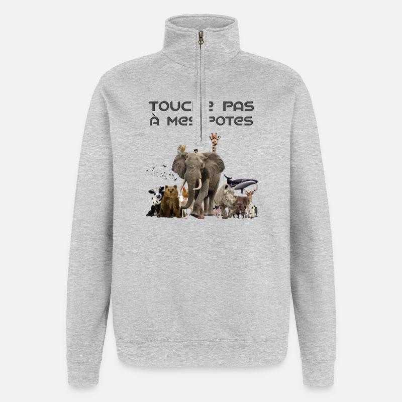 Touche pas à mes potes - Sweat à zip 1/4 - gris chiné