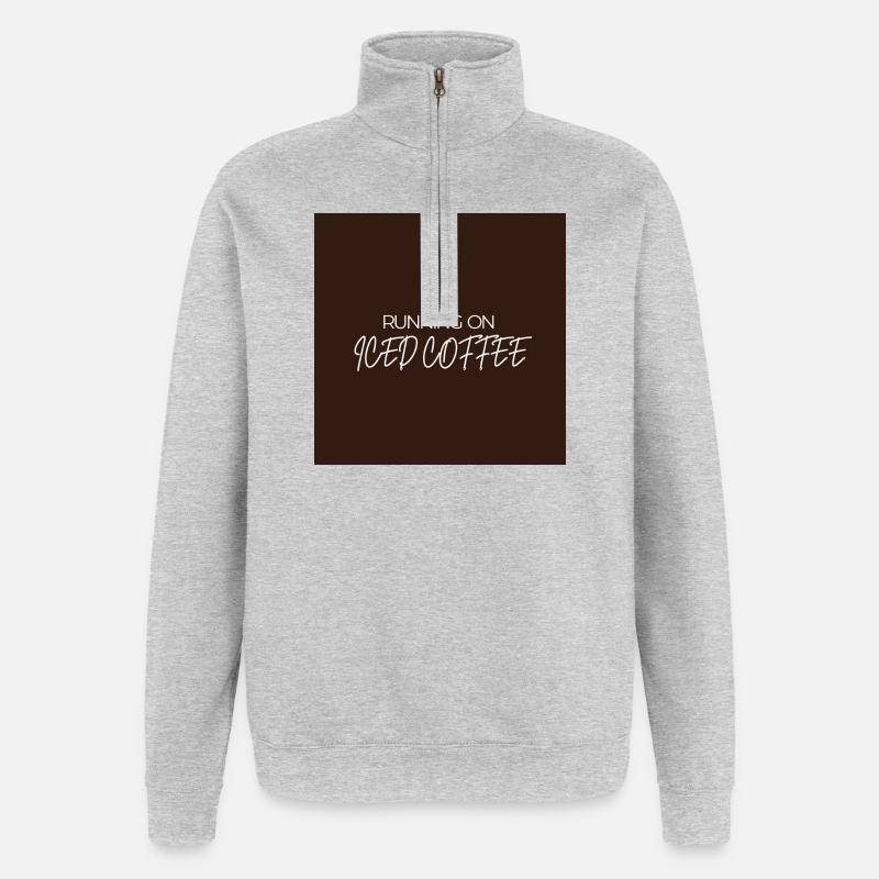 "RUNNING ON ICED COFFEE" Graphic Tee Design - Sweat à zip 1/4 - gris chiné
