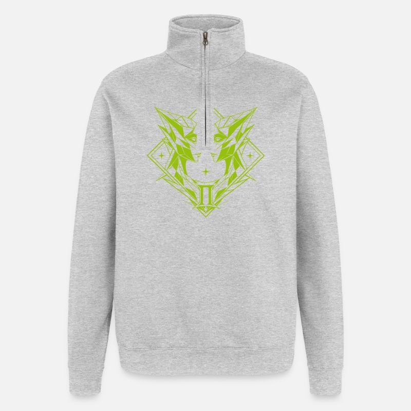 Gémeaux – Dualité et Équilibre - Sweat à zip 1/4 - gris chiné