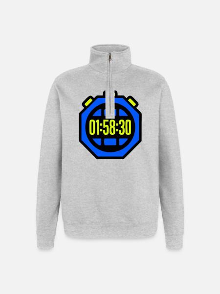 Stopwatch Best Time Half Marathon - Quarter-Zip Sweatshirt - heather grey