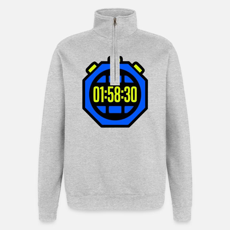 Stoppuhr Bestzeit Halbmarathon - Quarter-Zip-Sweatshirt - Grau meliert