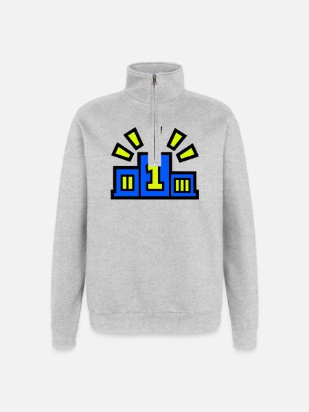 Winner Podium Place 1 Champion - Quarter-Zip Sweatshirt - heather grey