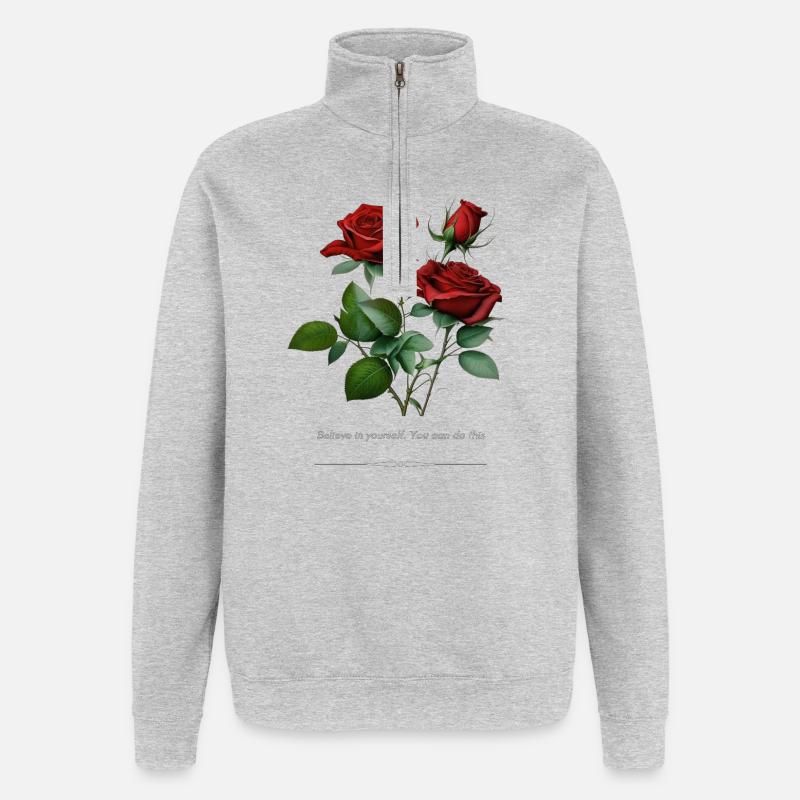 Rose - Sweat à zip 1/4 - gris chiné