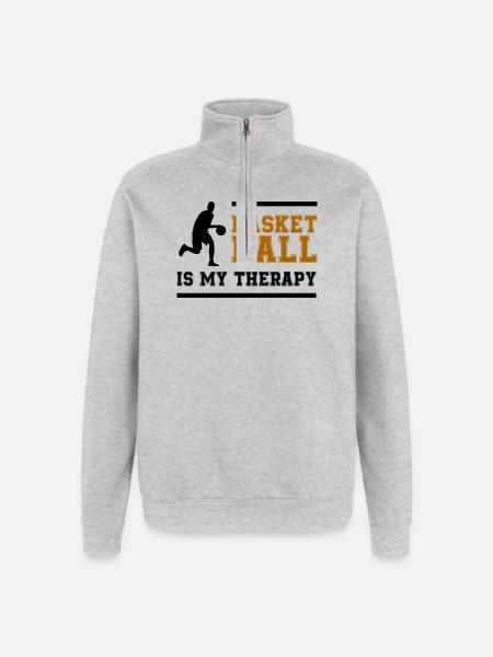 Basketball Retro Lettering - Quarter-Zip Sweatshirt - heather grey