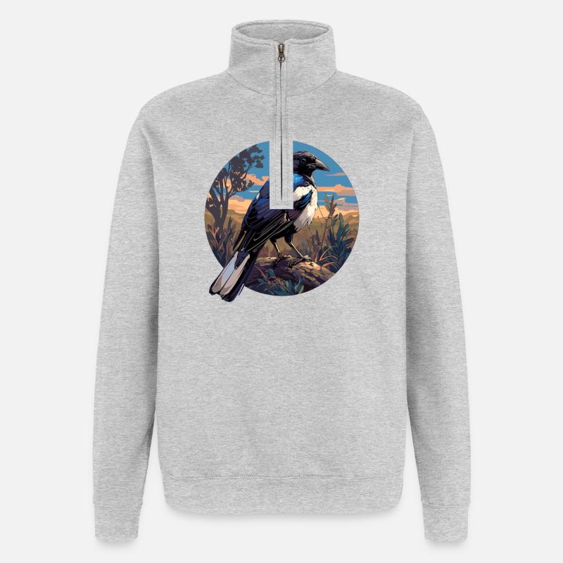 Pies Magpie - Sweat à zip 1/4 - gris chiné