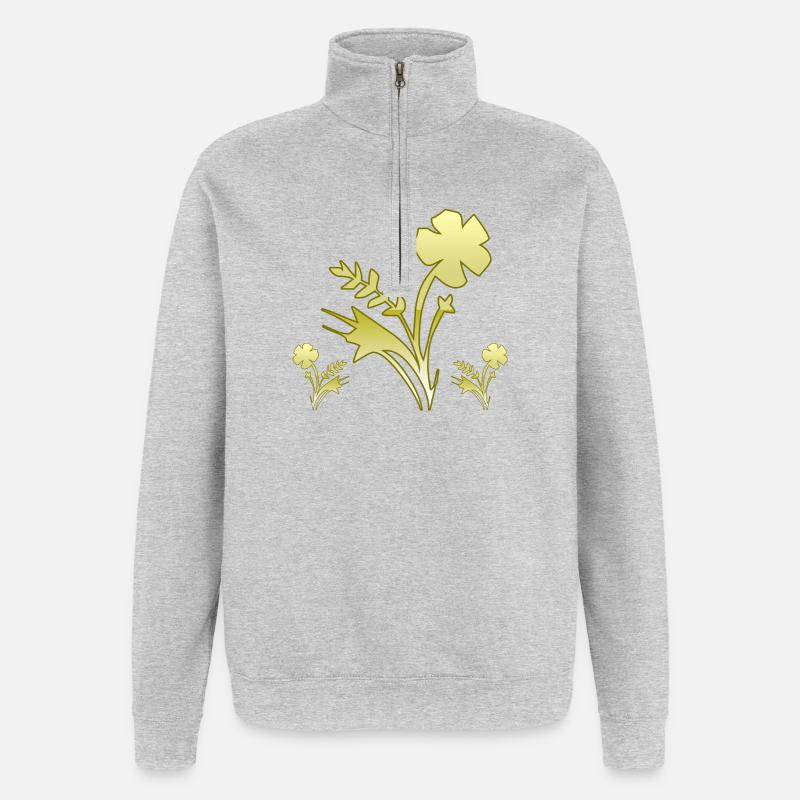 Fleur - Sweat à zip 1/4 - gris chiné