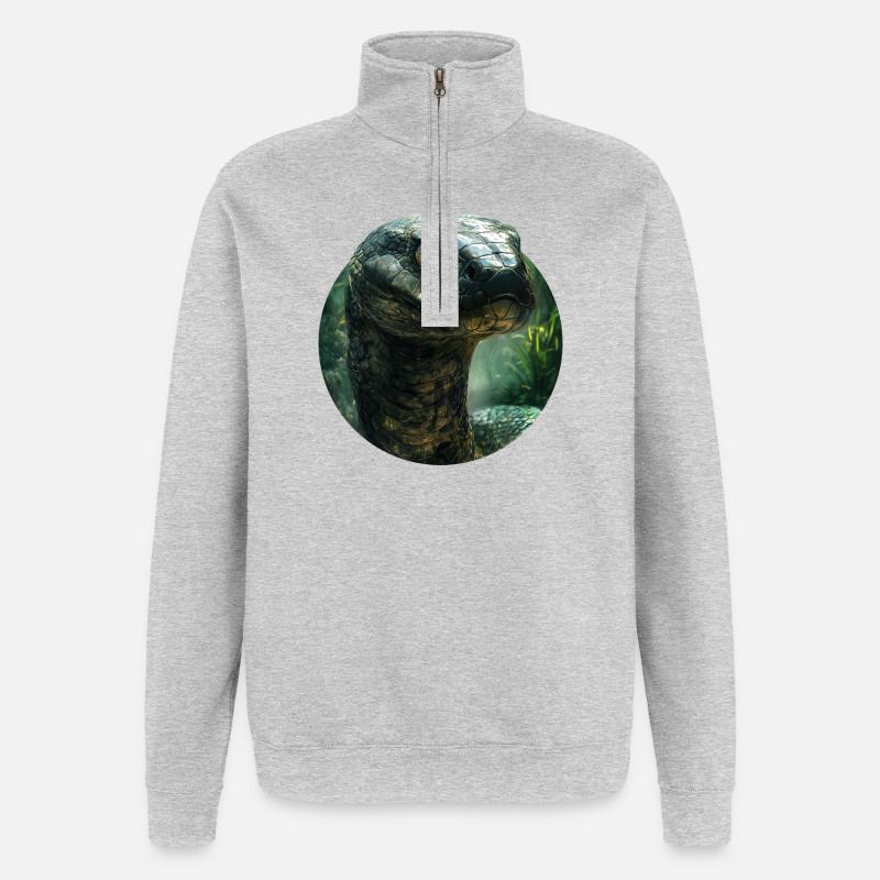 Snake Design - Quarter-Zip Sweatshirt - heather grey