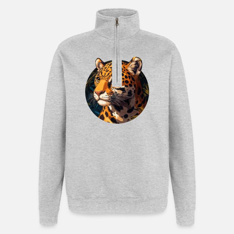 Design de Jaguar - Quarter-Zip Sweatshirt - heather grey