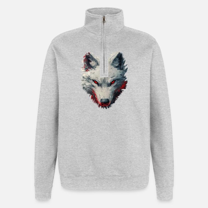 Design de Loup - Sweat à zip 1/4 - gris chiné