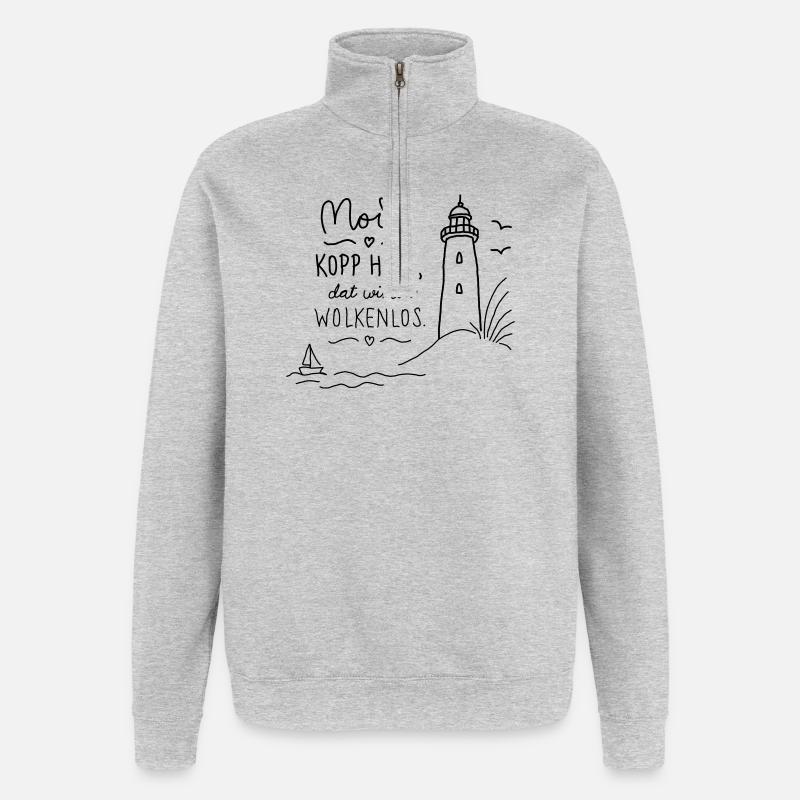 Moin Kopp Hoch Wolkenlos - Quarter-Zip-Sweatshirt - Grau meliert