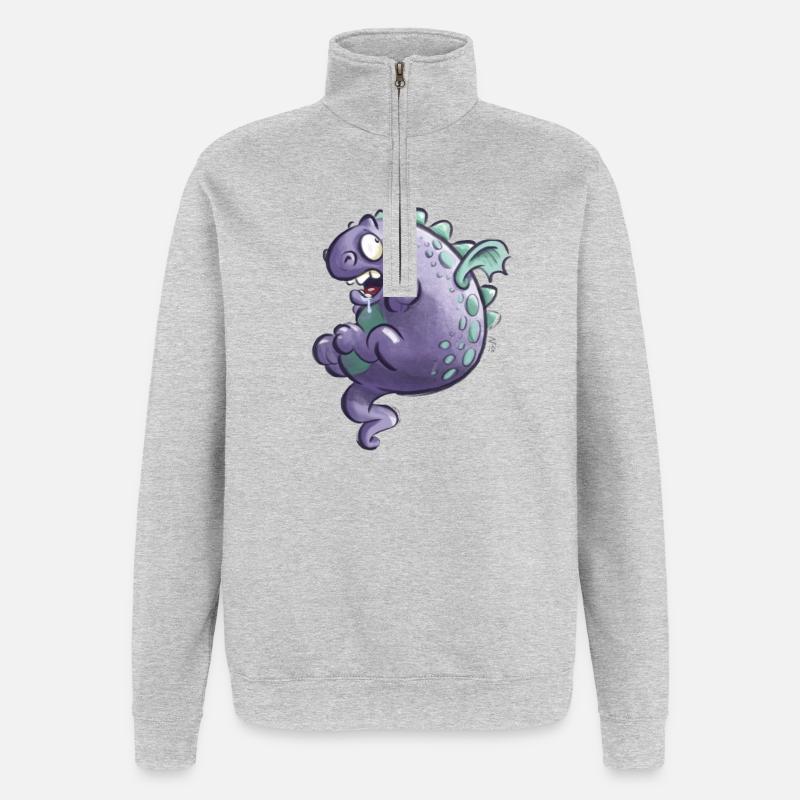 Dragon Pourpre - Sweat à zip 1/4 - gris chiné