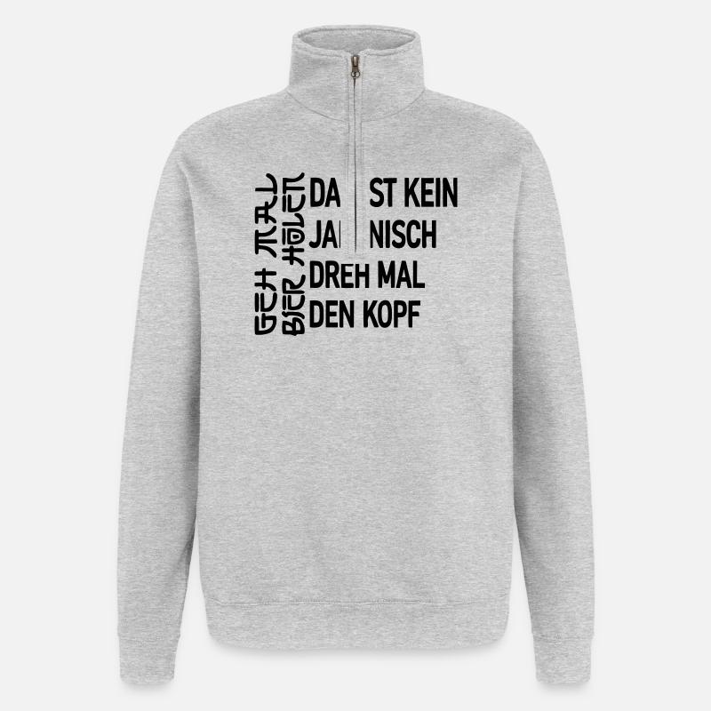 Va te prendre une bière - Sweat à zip 1/4 - gris chiné