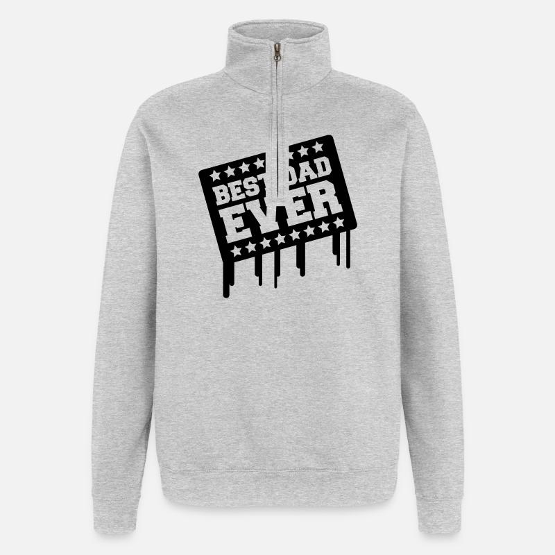 best_dad_ever03 - Sweat à zip 1/4 - gris chiné