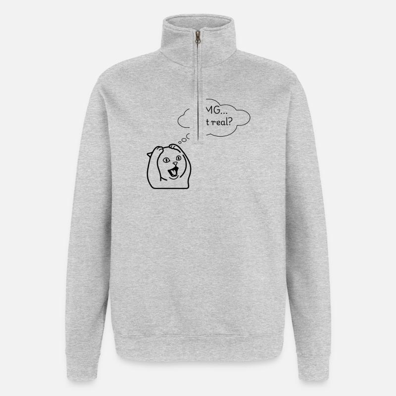 OMG - Sweat à zip 1/4 - gris chiné