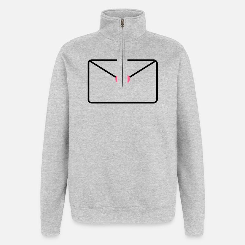 Umschlag mit Herz - Quarter-Zip-Sweatshirt - Grau meliert