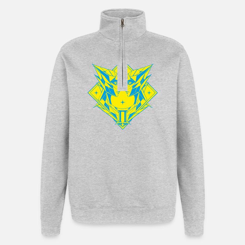 Gémeaux – Dualité et Équilibre - Sweat à zip 1/4 - gris chiné