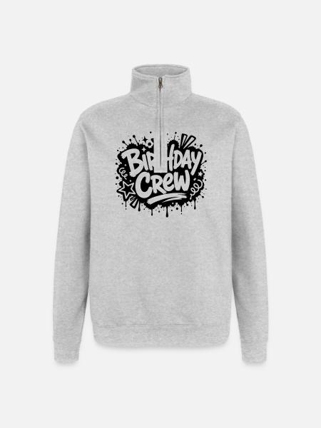 Motif graffiti de fête d’anniversaire - Sweat à zip 1/4 - gris chiné
