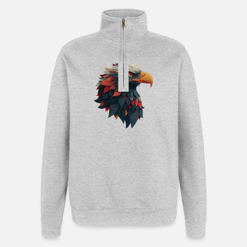 Powerful Eagle Head, Strong, Determined Gift - Quarter-Zip Sweatshirt - heather grey