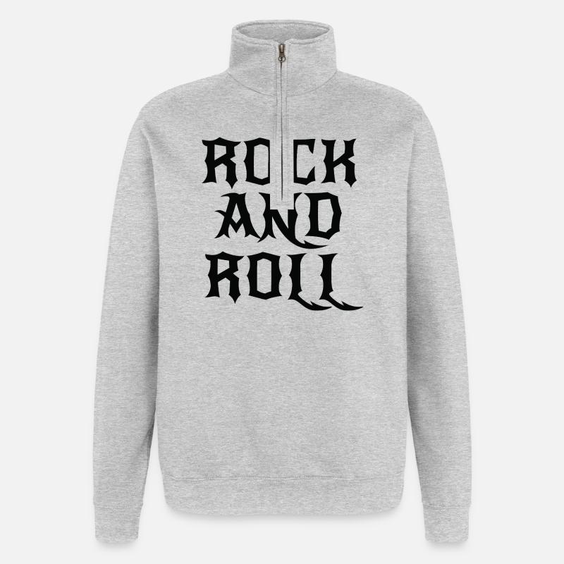 Logo gothique rock and roll - Sweat à zip 1/4 - gris chiné