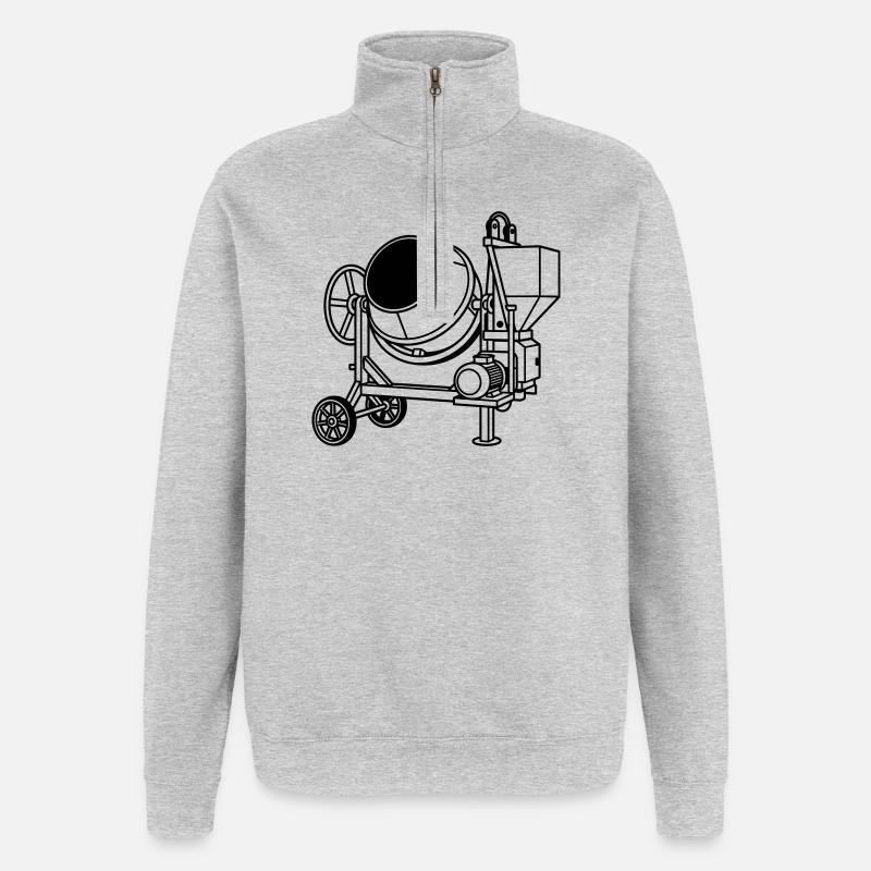 Tambour en ciment - Sweat à zip 1/4 - gris chiné