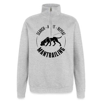 Chiens de chasse de chasse Sanglière Recherche de chiens Sports Chiens - Sweat à zip 1/4 - gris chiné - Devant - AI Model Female 172 light (172cm) & AI Model Male 178 dark (178cm)