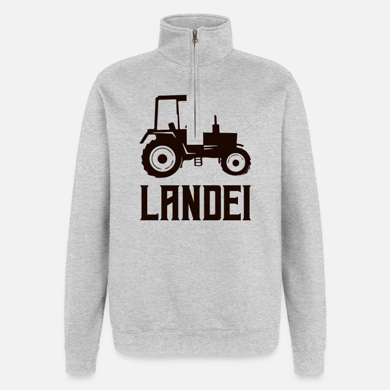 Traktor Silhouette Landei - Quarter-Zip-Sweatshirt - Grau meliert