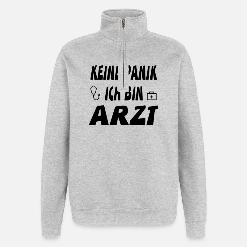 Arzt - Quarter-Zip-Sweatshirt - Grau meliert