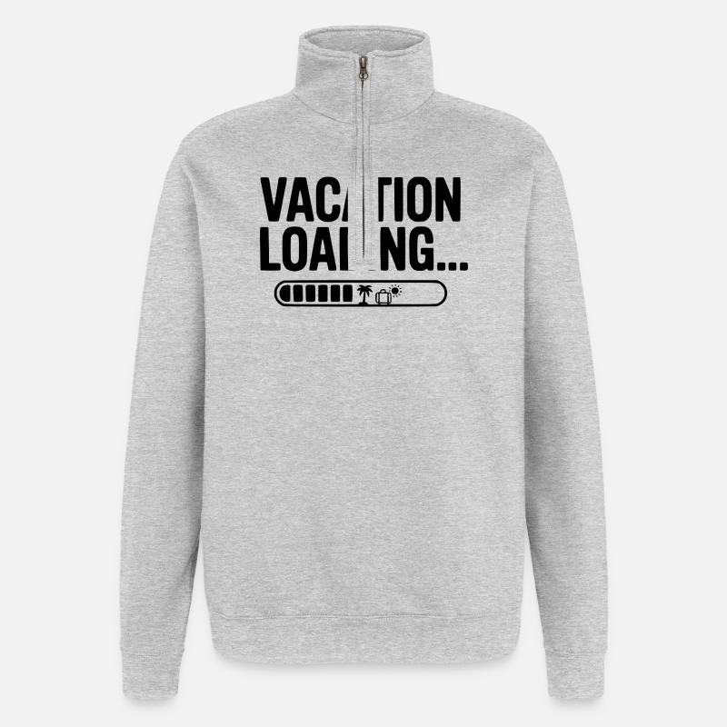 Urlaubsladen... - Quarter-Zip-Sweatshirt - Grau meliert