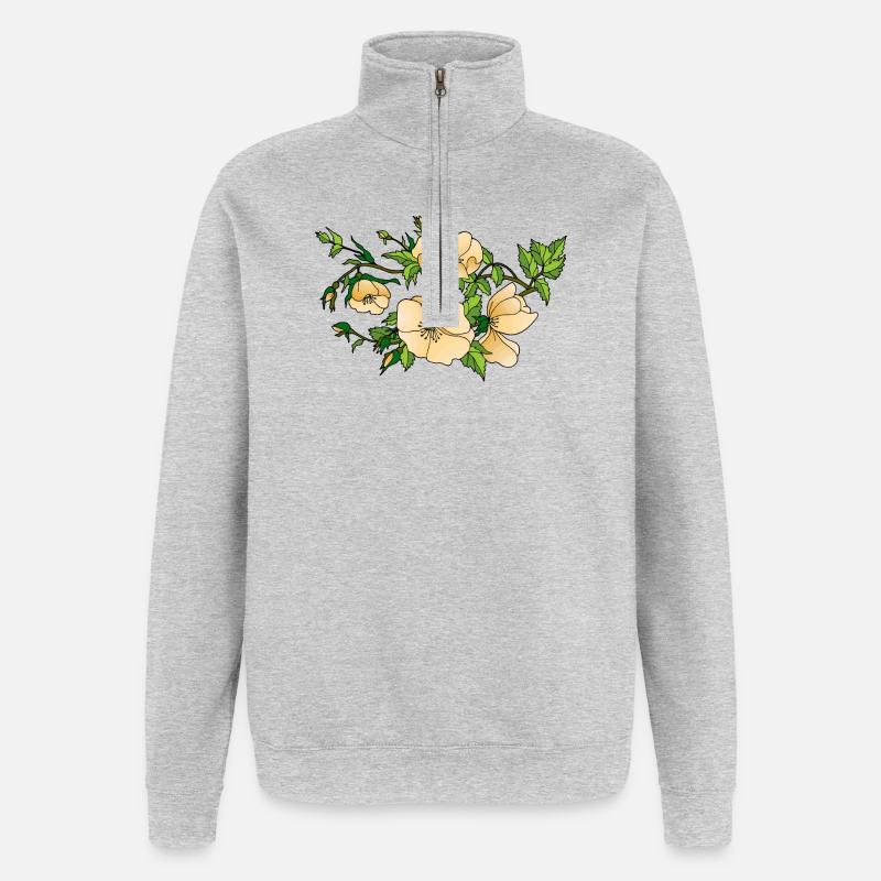 Fleur - Sweat à zip 1/4 - gris chiné