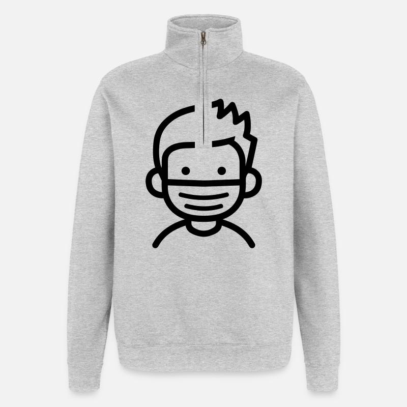 masque - Sweat à zip 1/4 - gris chiné