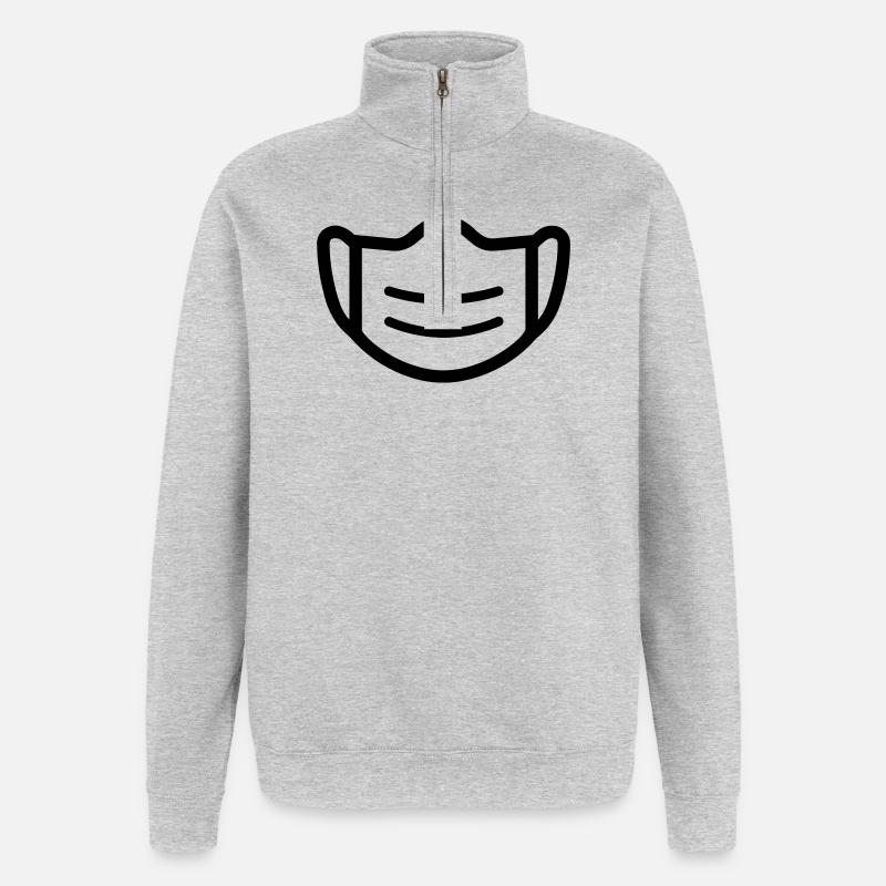 masque - Sweat à zip 1/4 - gris chiné