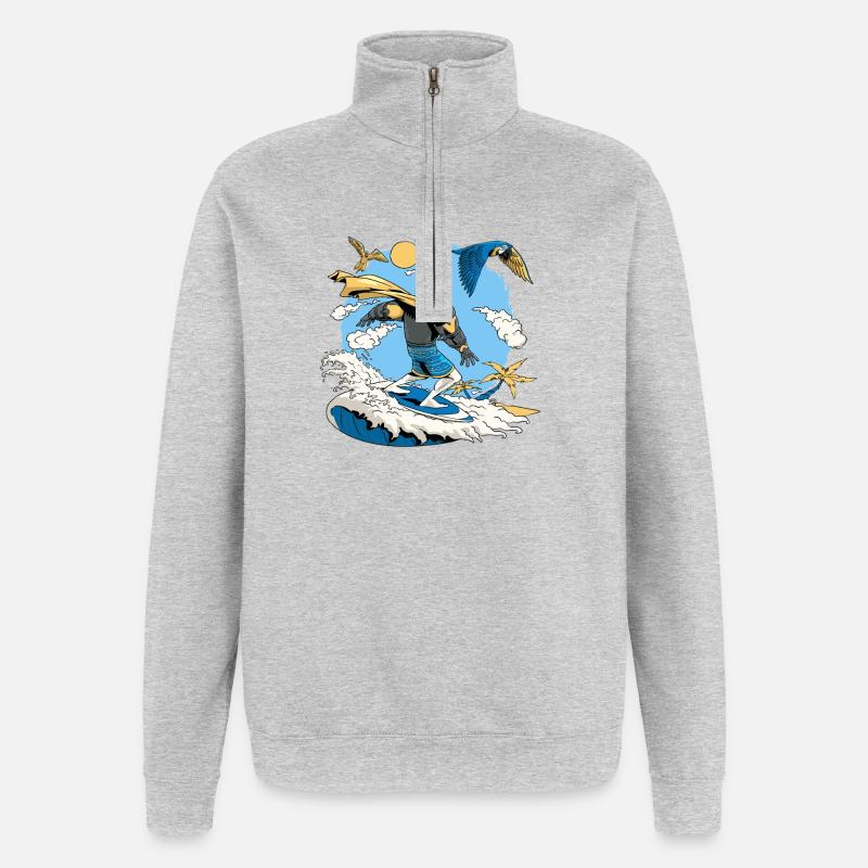 Chevalier surfeur des îles - Sweat à zip 1/4 - gris chiné