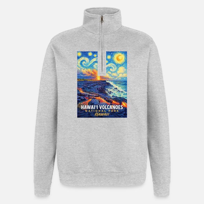 Parc national du volcan d’Hawaï - Sweat à zip 1/4 - gris chiné