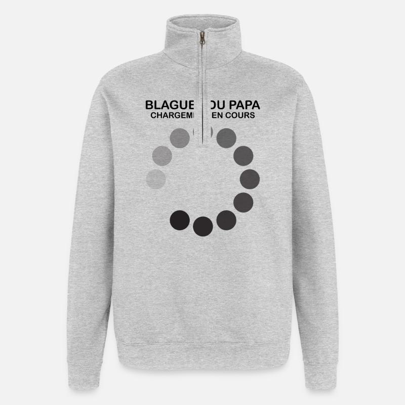 Cercle de Points Noirs Abstraits - Sweat à zip 1/4 - gris chiné