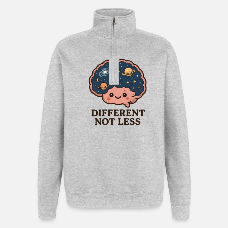 Different, no less brain art - Quarter-Zip Sweatshirt - heather grey