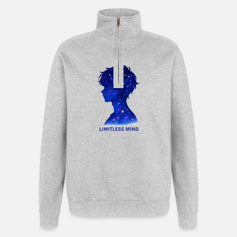 Limitless Mind Galaxy Silhouette - Quarter-Zip Sweatshirt - heather grey