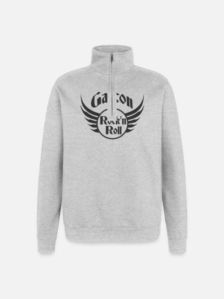 Boy Rock and Roll Skull Wings - Quarter-Zip Sweatshirt - heather grey