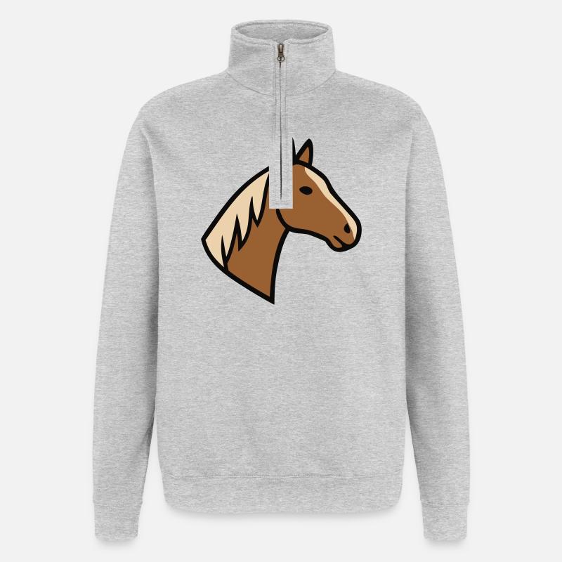 Pferdekopf Mähne Haflinger - Quarter-Zip-Sweatshirt - Grau meliert