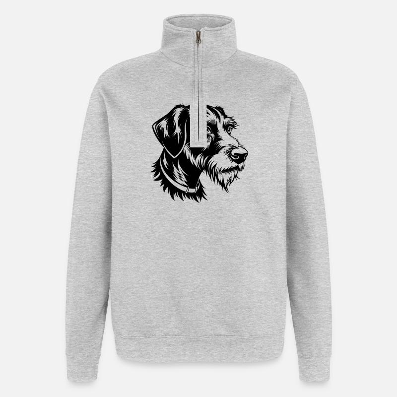 German Wirehaired Pointer - Quarter-Zip Sweatshirt - heather grey