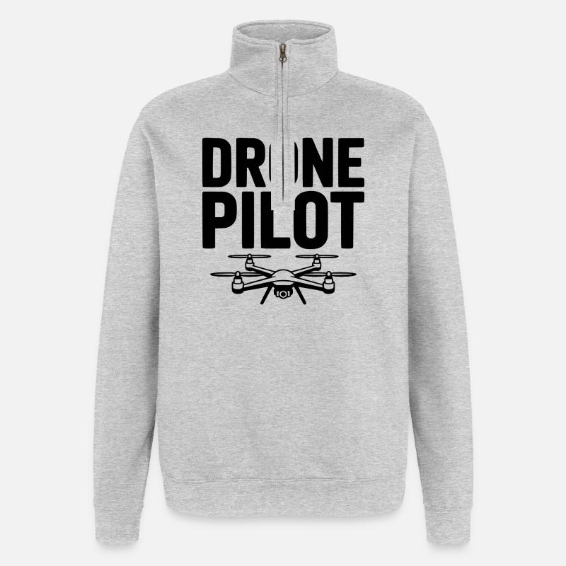 pilote de drone - Sweat à zip 1/4 - gris chiné