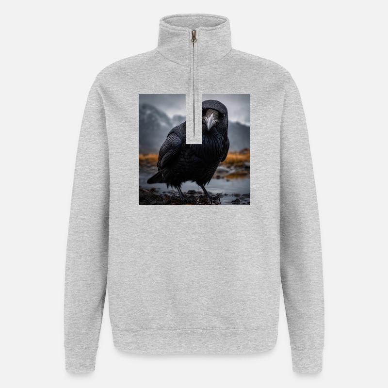 Dunkle Krähe im Feuchtgebiet - Quarter-Zip-Sweatshirt - Grau meliert