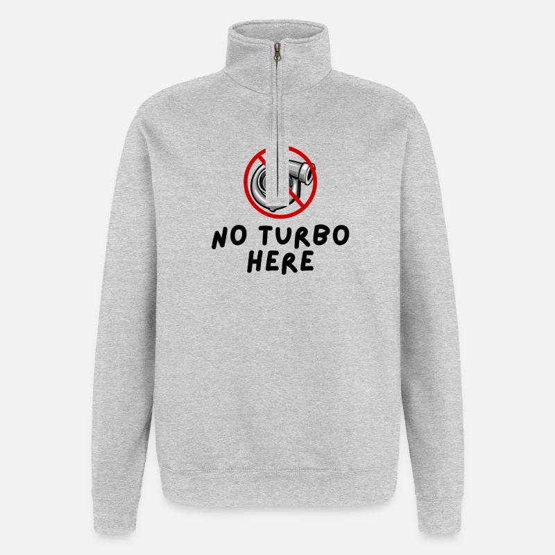 JDM sticker - no turbo here - Sweat à zip 1/4 - gris chiné